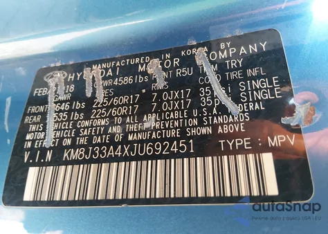 2018 Hyundai Tucson Sel из США, поврежденный, VIN KM8J33A4XJU692451